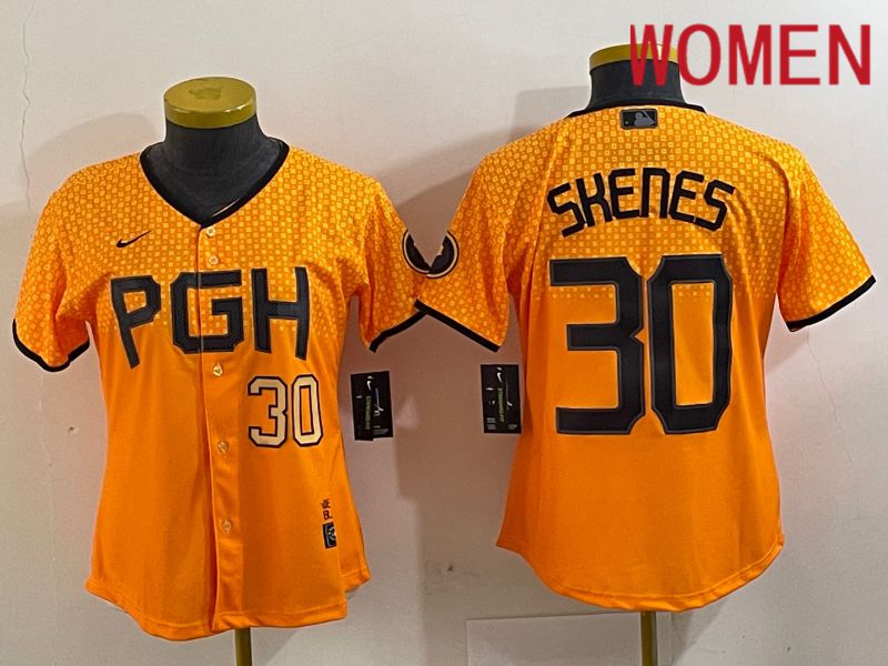 Women Pittsburgh Pirates #30 Skenes Yellow City Edition 2024 Nike MLB Jersey style 2